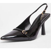 Quiz Women's Black Wide Fit Slingback Court Heels | Size: 5