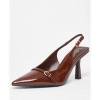 Quiz Women's Brown Wide Fit Slingback Court Heels | Size: 4