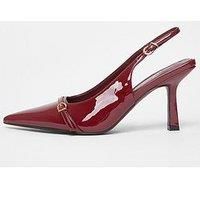 Quiz Wide Fit Dark Red Slingback Court Heels