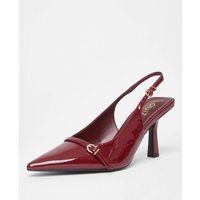 Quiz Women's Burgundy Wide Fit Slingback Court Heels | Size: 8
