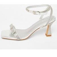 Quiz Women's Silver Diamante Bow Front Heels | Size: 3