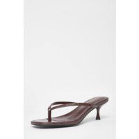 Quiz Women's Brown Croc Toe Post Heels | Size: 7