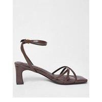 Quiz Women's Brown Wide Fit Strappy Block Heels | Size: 6