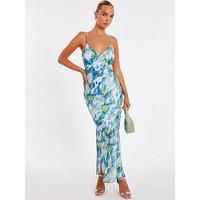 Quiz Women's Blue Satin Tie Back Midaxi Dress | Size: 8