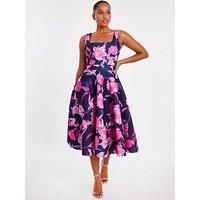 Navy Petite Floral Midaxi Dress