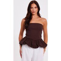Quiz Women's Brown Bandeau Bubble Hem Top | Size: 6