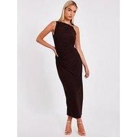 Quiz Women's Brown Buckle Midaxi Dress | Size: 6