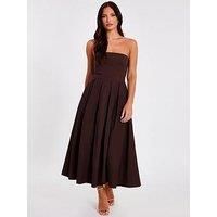 Quiz Women's Brown Bandeau Midi Dress | Size: 16