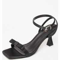 Quiz Women's Black Diamante Bow Front Heels | Size: 7