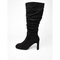 Quiz Women's Black Wide Fit Faux Suede Heeled Boot | Size: 6