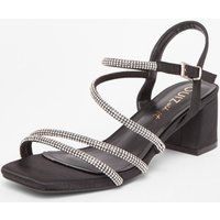 Quiz Women's Black Wide Fit Diamante Block Heels | Size: 3