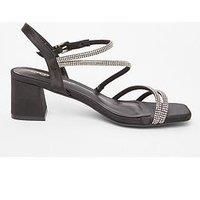 Quiz Women's Black Wide Fit Diamante Block Heels | Size: 4