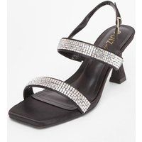 Quiz Women's Black Wide Fit Diamante Heels | Size: 7