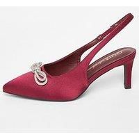 Quiz Women's Burgundy Wide Fit Diamante Bow Court Heels | Size: 3