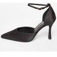 Quiz Wide Fit Black Scattered Diamante Heels