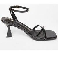 Quiz Women's Black Cross Strap Flared Heels | Size: 7