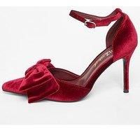 Quiz Women's Burgundy Wide Fit Velvet Bow Court Heels | Size: 3
