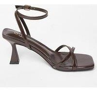 Quiz Brown Cross Strap Flared Heels