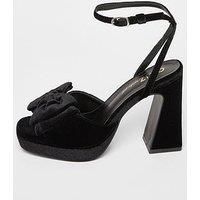 Quiz Wide Fit Black Bow Platform Heels