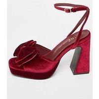 Quiz Wide Fit Dark Red Bow Platform Heels