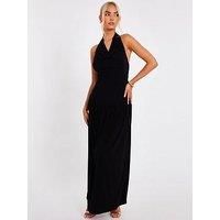 Quiz Women's Black Cowl Neck Maxi Dress | Size: 18