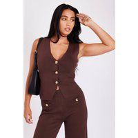 Quiz Women's Brown Knitted Waistcoat | Size: Large