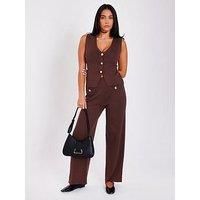 Quiz Women's Brown Knitted Trousers | Size: Medium