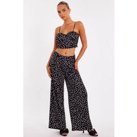 Quiz Women's Black Polka Dot Trousers | Size: 14