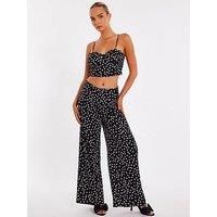 Quiz Black Polka Dot Trousers