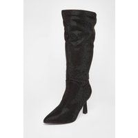 Quiz Women's Black Wide Fit Diamante Knee High Boot | Size: 3
