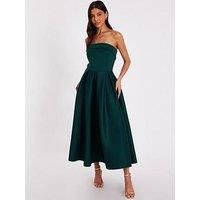 Quiz Women's Green Bandeau Skater Dress | Size: 8