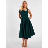 Quiz Women's Green Asymmetric Midi Dress | Size: 10