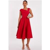 Red Asymmetric Midi Dress