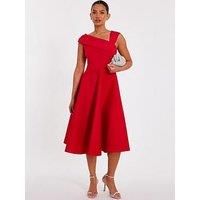 Red Asymmetric Midi Dress