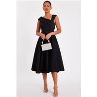 Black Asymmetric Midi Dress