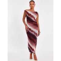 Quiz Petite Brown Mesh Ombre Midaxi Dress