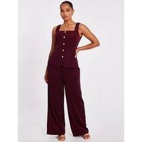 Quiz Petite Dark Red Wide Leg Trousers