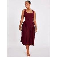 Quiz Women's Wine Petite Ruched Side Midaxi Dress | Size: 12