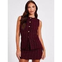 Quiz Women's Burgundy Metallic Knit Skirt | Size: Large