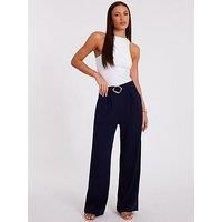 Quiz Navy Buckle Palazzo Trousers