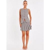 Quiz Brown Checked Skater Skirt