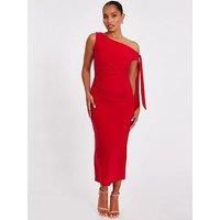 Quiz Women's Red Petite Asymmetric Midaxi Dress | Size: 18