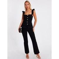 Quiz Women's Black Frill Sleeve Jumpsuit | Size: 10