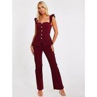Quiz Women's Red Frill Sleeve Jumpsuit | Size: 6