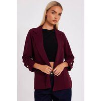 Quiz Women's Burgundy Ruched Sleeve Blazer | Size: 14