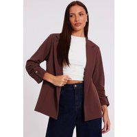 Quiz Brown Ruched Sleeve Blazer