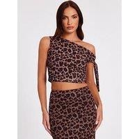 Quiz Brown Leopard Print Crop Top