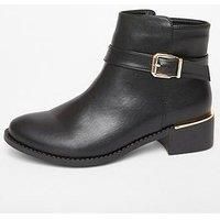 Quiz Women's Black Wide Fit Buckle Chelsea Boots | Size: 4