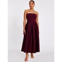 Quiz Women's Burgundy Petite Bandeau Skater Dress | Size: 10