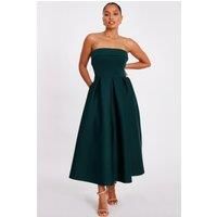 Quiz Petite Bottle Green Bandeau Skater Dress
